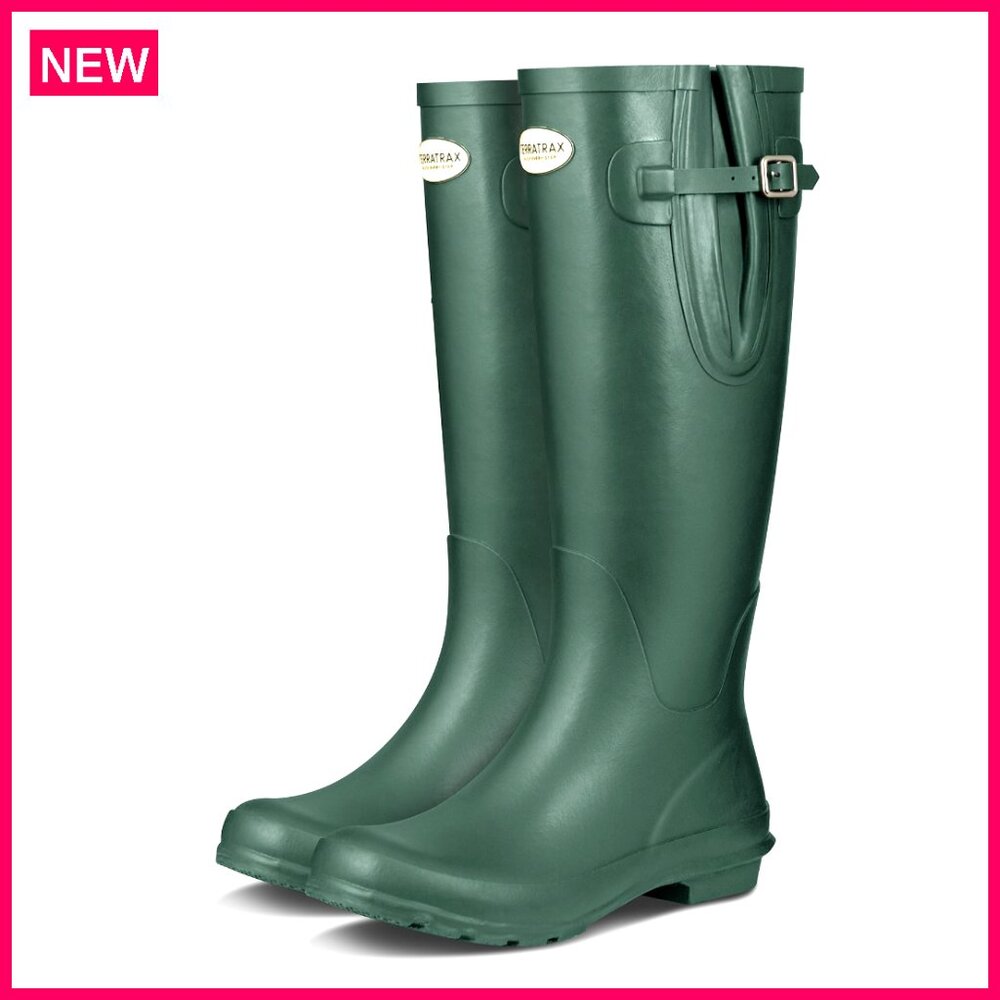 Knee High Rain Boots Waterproof Winter Snow Slush Adjustable Calf Buckle